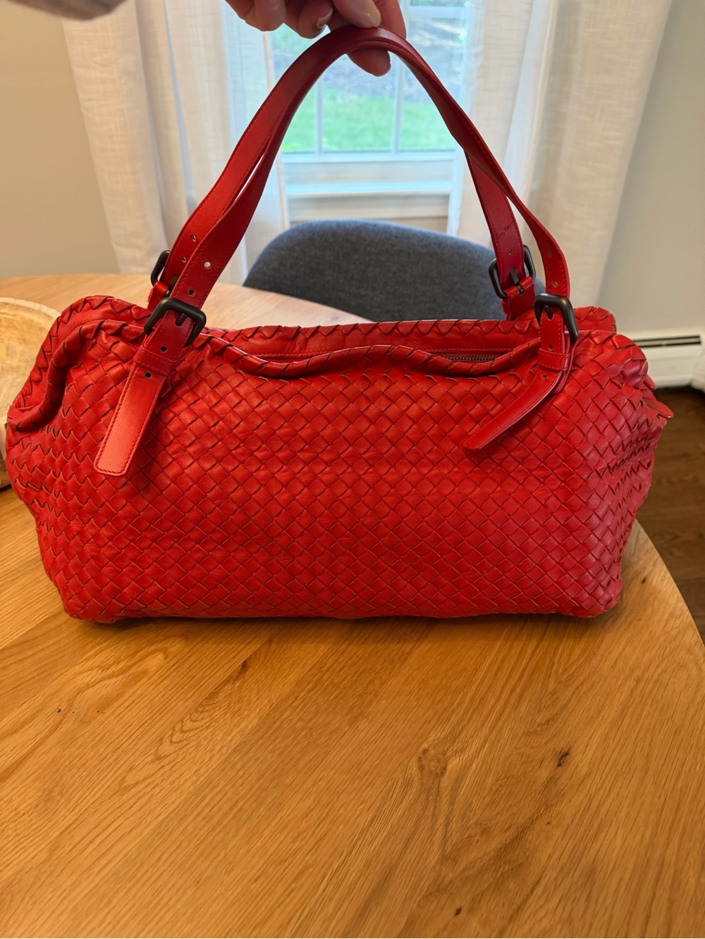 Bottega Veneta Red Intrecciato Leather Shoulder Bag